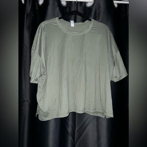 90 Degree By Reflex Green Crop Top Crew Neck Short Sleeve